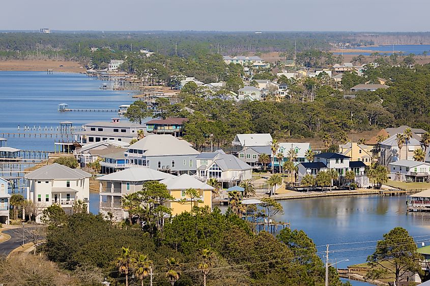 Waterfront homes in Gulf Shores, Alabama.