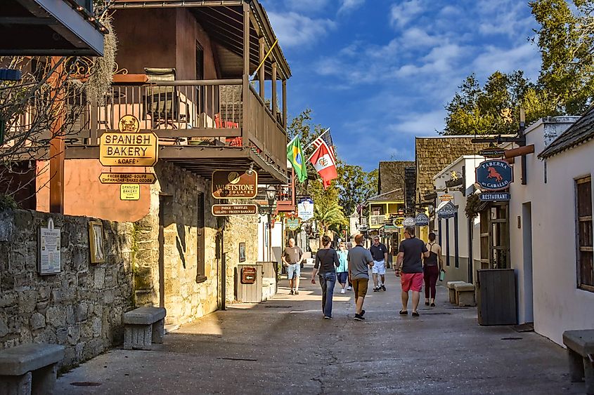 Colorful St. George Street at Old Town in Florida's Historic Coast