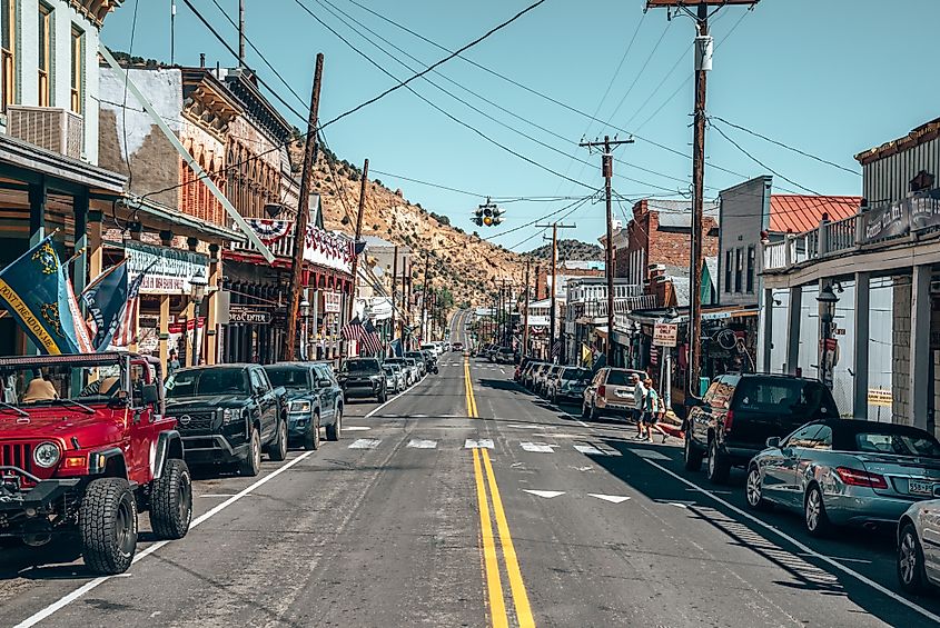 The historical downtown of Virginia City, Nevada.