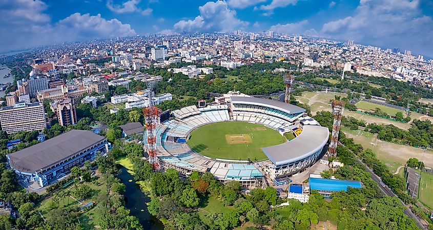 Aerial view of Eden Gardens cricket stadium in Kolkata, India. Image Credit Arnav Pratap Singh via Shutterstock.