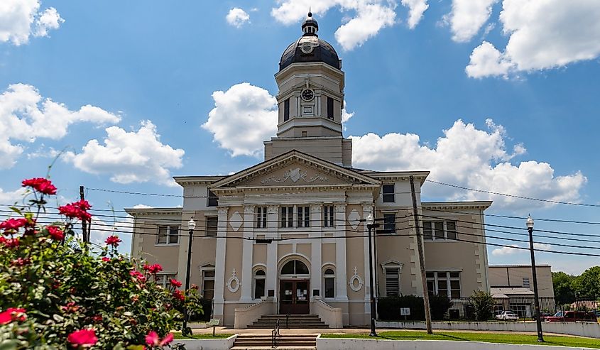 The historic Claiborne County Courthouse in Port Gibson, Mississippi.