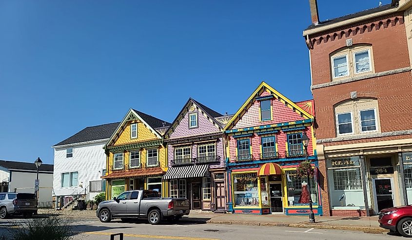 A street view in Yarmouth, Nova Scotia on a sunny day.