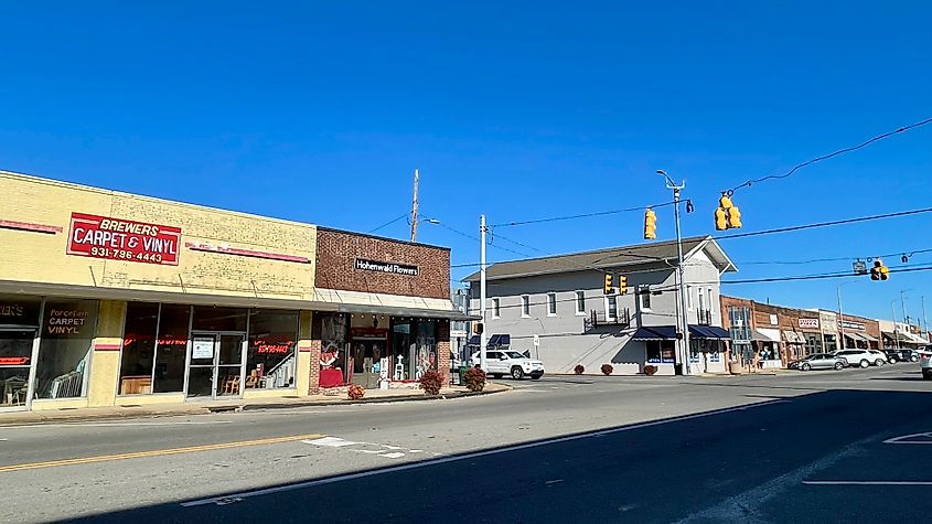 Downtown Hohenwald, Tennessee.