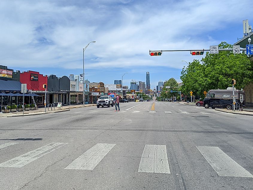 A quaint road in Austin, Texas.