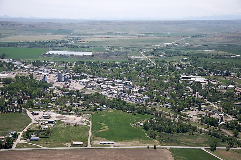 Aerial view of Choteau in Montana