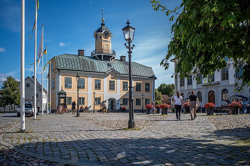 Town Hall Square (Rådhustorget) on Storgatan in Söderköping, Sweden.