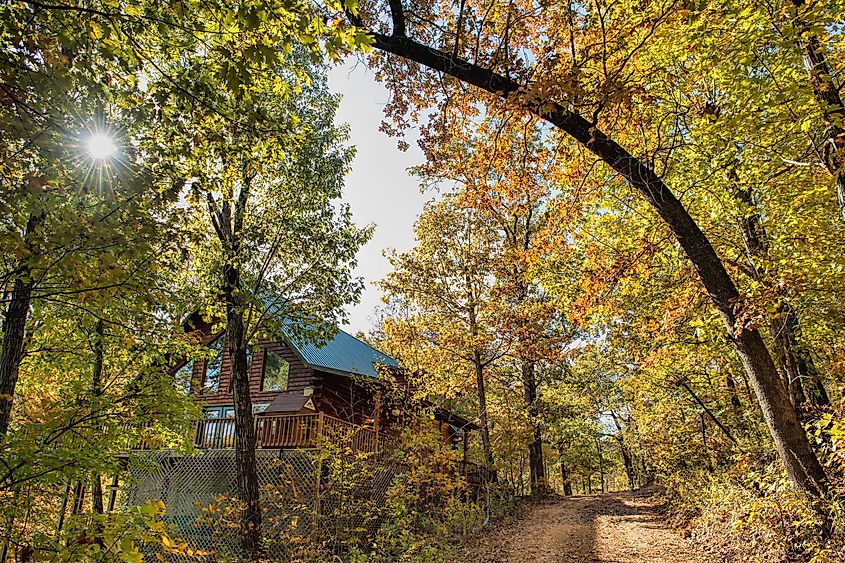 A log cabin in Jasper, Arkansas.