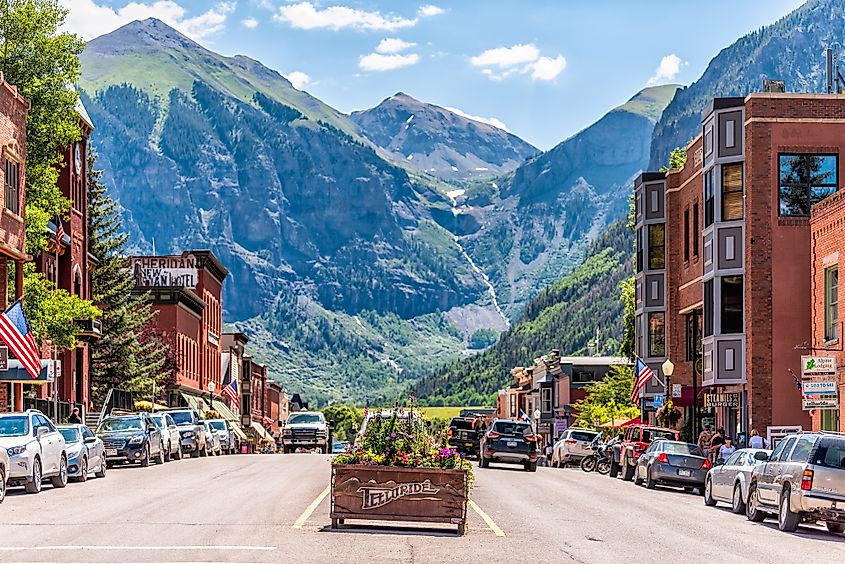 The Main Street in Telluride, Colorado.