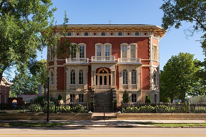 Historic Reddick Mansion built in 1855, in downtown Ottawa, Illinois