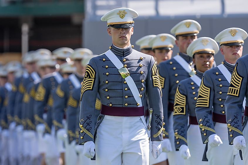 Graduates arrive for U.S. Military Academy's Class of 2024 graduation ceremony at West Point. Credit Shutterstock: Lev Radin.