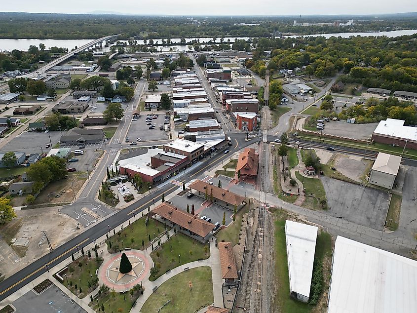 Aerial view of downtown Van Buren, Arkansas.