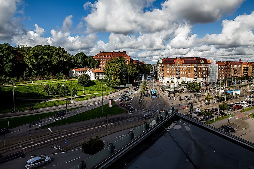 A bustling intersection in Gothenburg, Sweden. Editorial credit: Ivan Klindic / Shutterstock.com