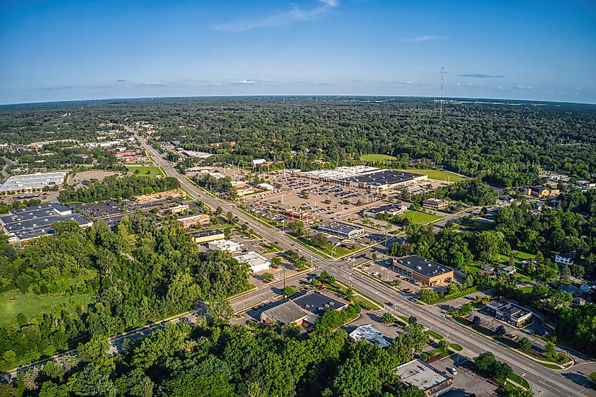 Aerial View of the Lansing Suburb of Okemos, Michigan.