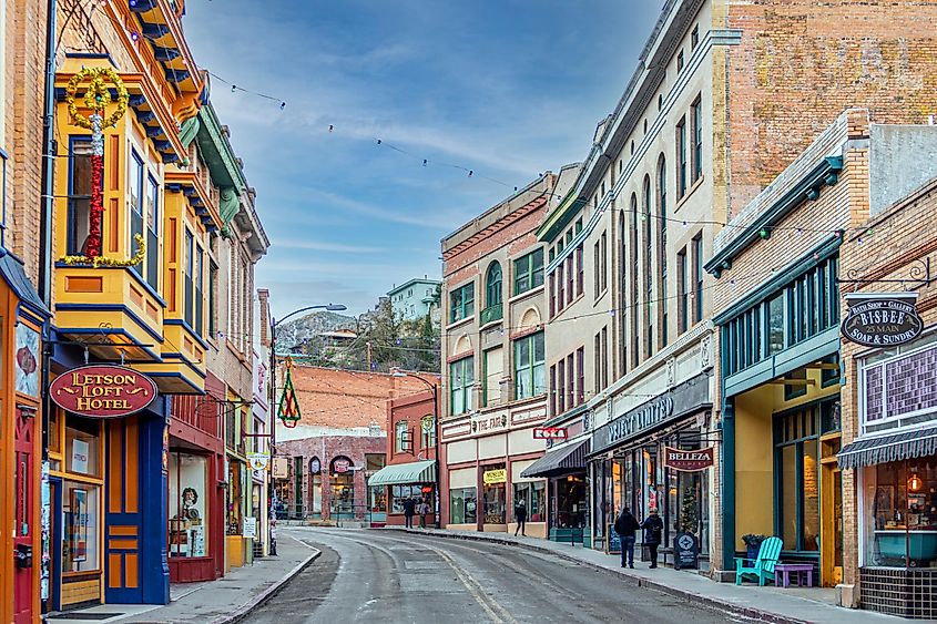 The Main Street in Bisbee, Arizona.