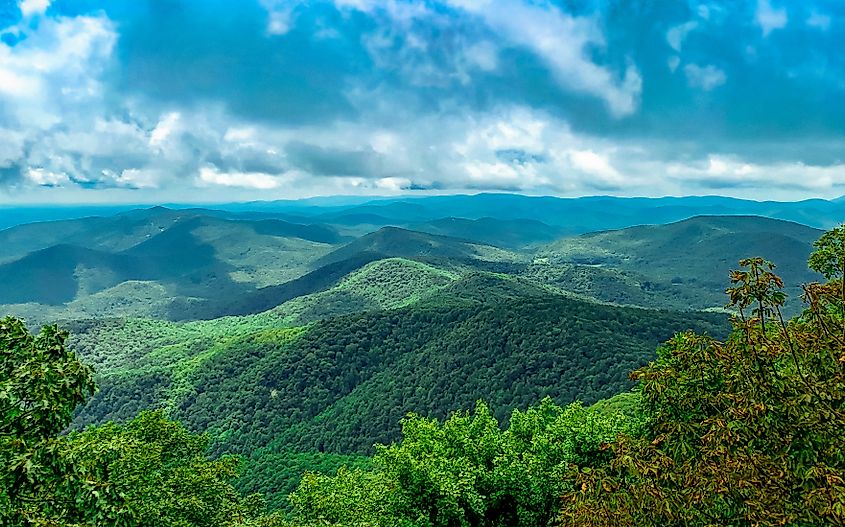 Horizon view of the Blue Ridge Mountains in Georgia.