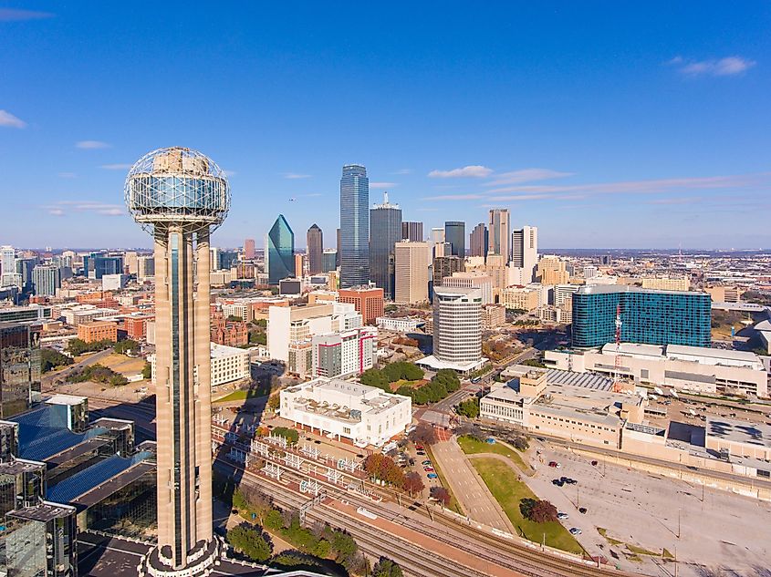 Aerial view of downtown Dallas, Texas.