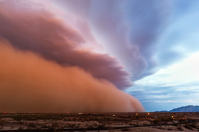Haboob dust storm in the Arizona desert.
