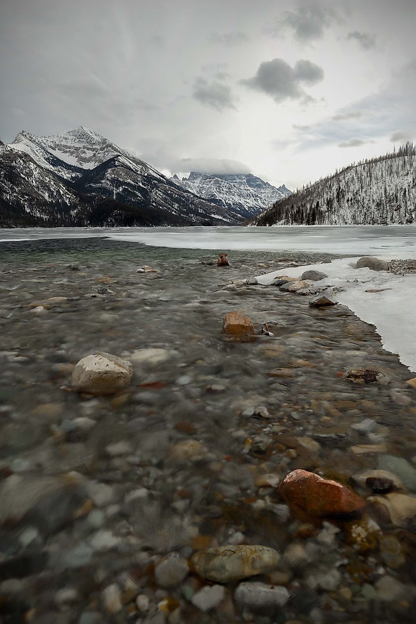 The shores of Waterton Lake, just steps from downtown Waterton Park. 