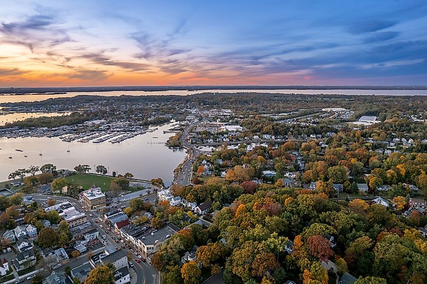 Fall sunset on Manhasset Bay, New York