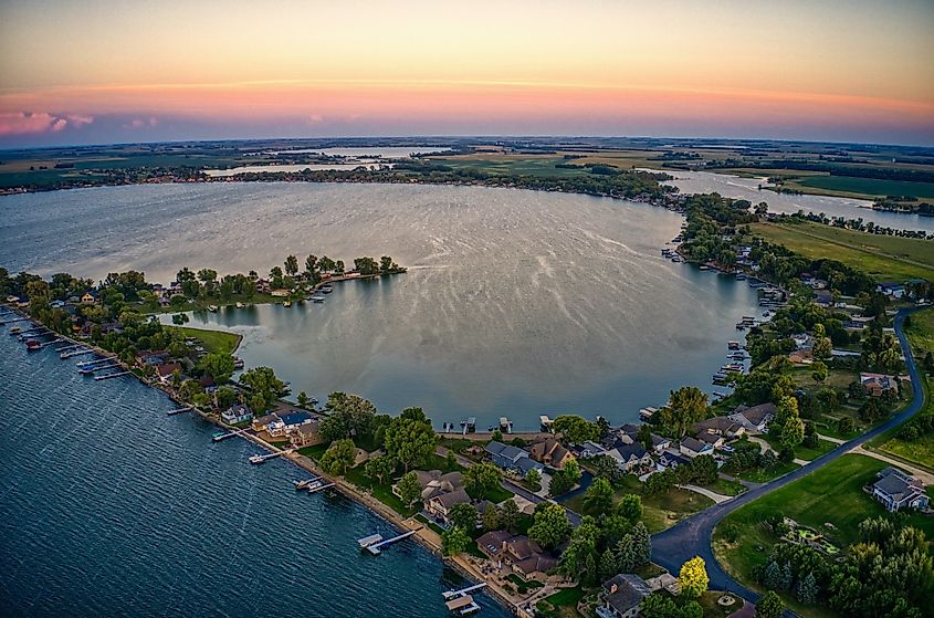 Aerial view of Lake Madison in South Dakota