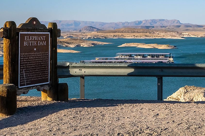 A concrete gravity dam in Elephant Butte, New Mexico