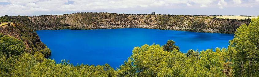 View of the Blue Lake near Mount Gambier in South Australia.