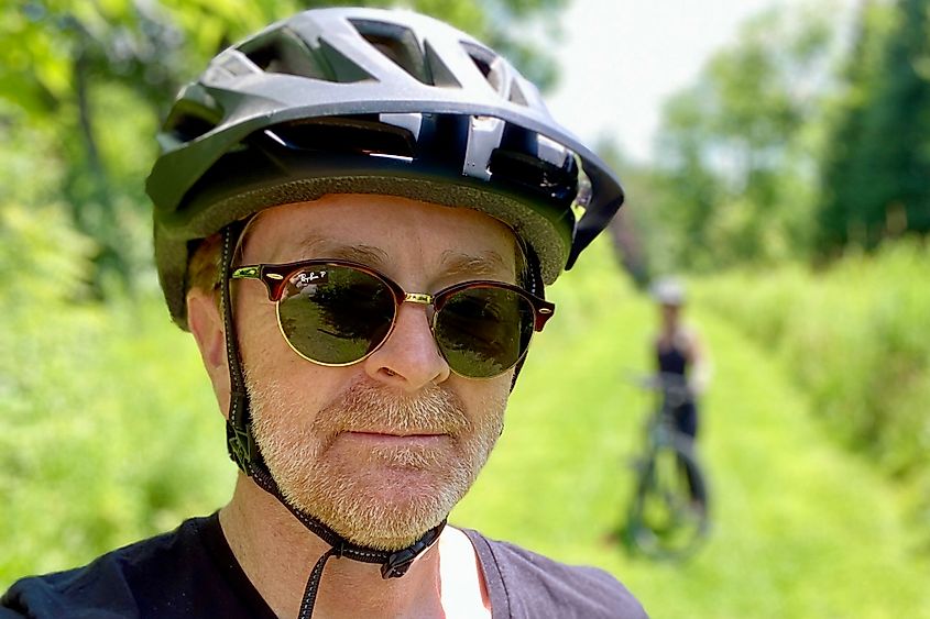 The author enjoying an Ontario rail trail. Image credit Bryan Dearsley