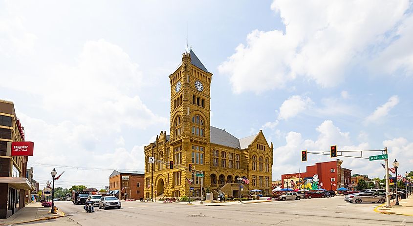 The Wells County Courthouse in Bluffton, Indiana.