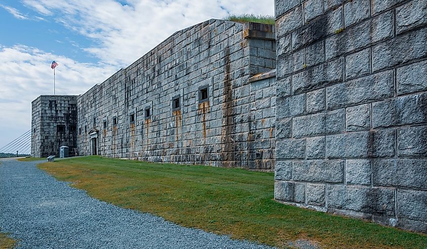 Fort Knox was the first fort to be built entirely of granite in the state of Maine. Fort Knox was built between 1844 and 1869.