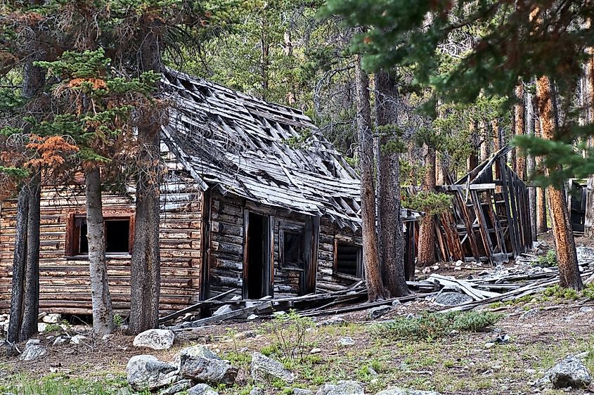 Remains of homes found in the ghost town of Coolidge, Montana