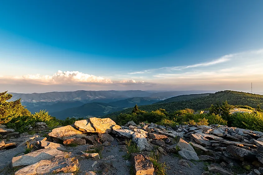 A dramatic sunset viewed from Spruce Knob, West Virginia.