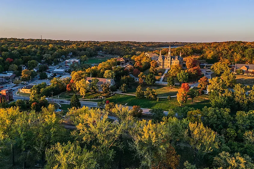 Aerial view of Parkville, Missouri.