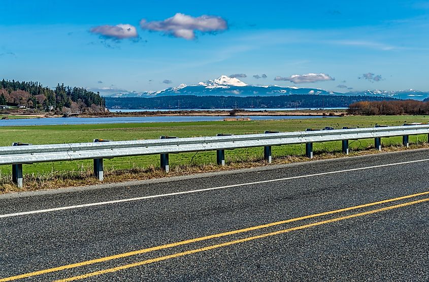 A view of Mount Baker from near Anacodes, Washington.