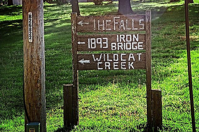 Signpost in Elk Falls, Kansas.