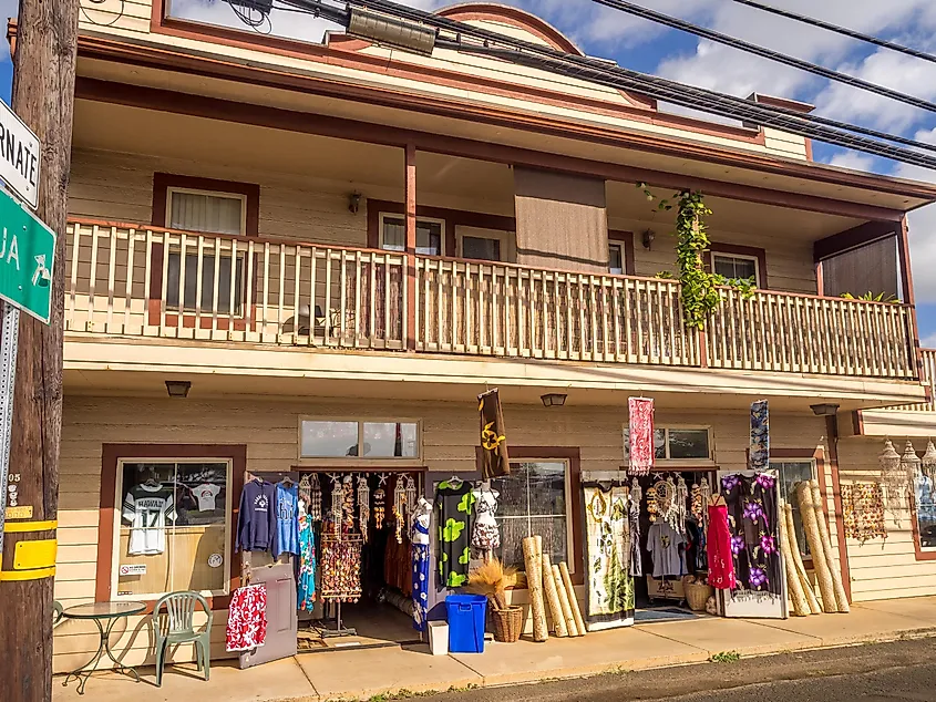 Business in Kapa'a Town in Kauai, Hawaii. North of Wailua on the East Side is Kapaa Town, a great area for shopping on Kauai.