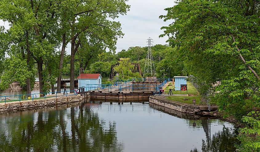 Appleton lock number three on Fox River, Appleton, Wisconsin.