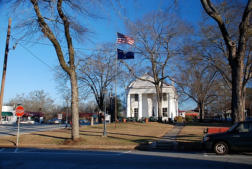 The old town square in Pendleton, South Carolina.