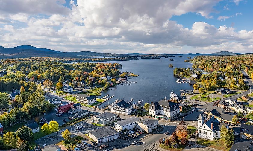 Aerial view of Greenville, Maine. 