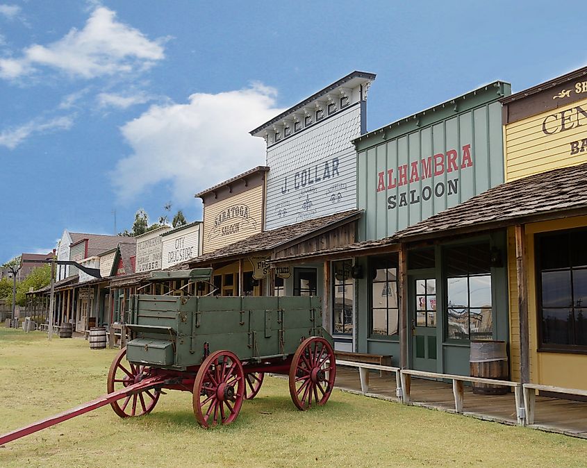 Replica historic storefronts in the Boot Hill Museum in Dodge City, Kansas.