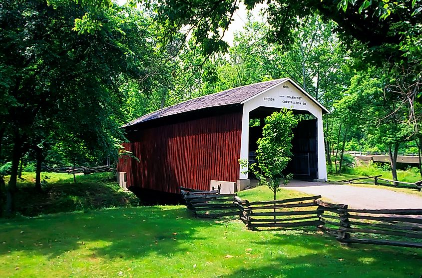 A covered bridge in Rockville, Indiana