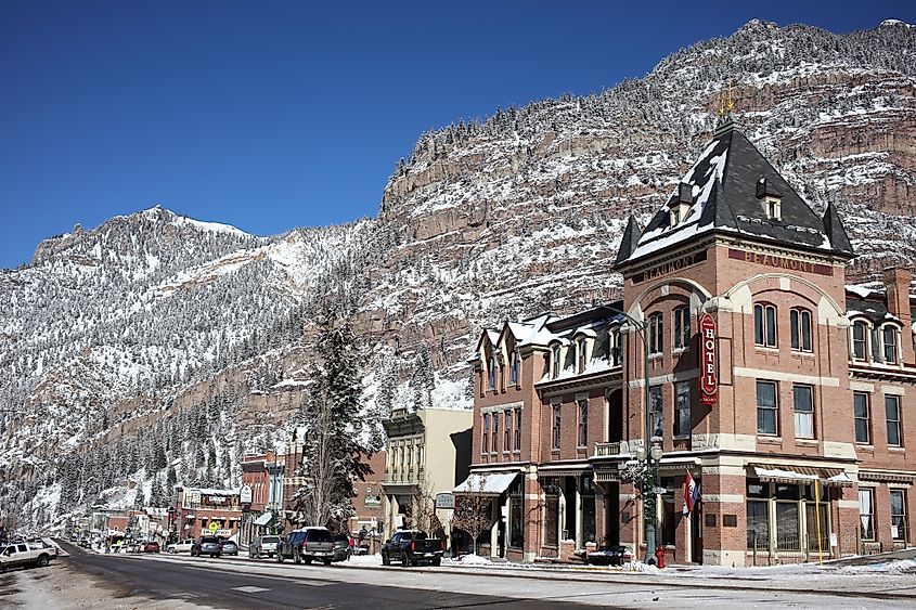 Town's Main Street in Ouray, Colorado.