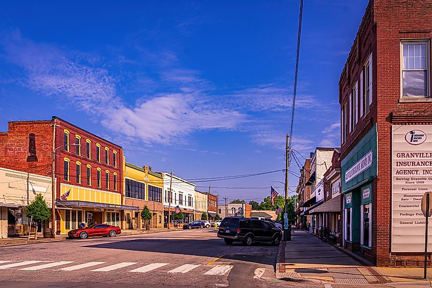 Local businesses in downtown Oxford, North Carolina