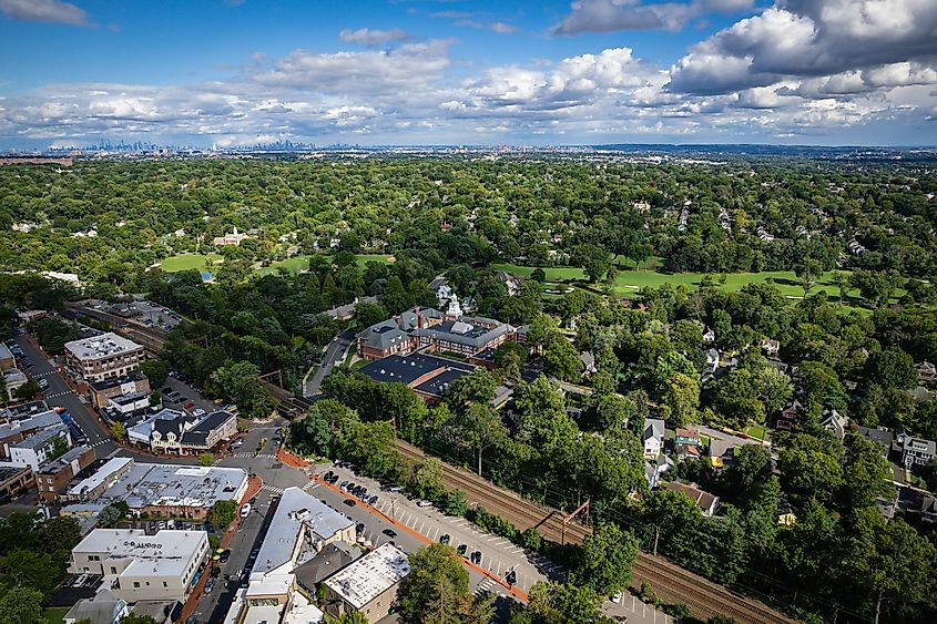 Aerial of Maplewood New Jersey