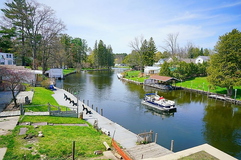 Aerial view of Indian River, Michigan.