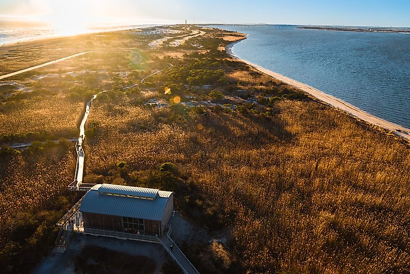 Aerial view of Fire Island, New York.