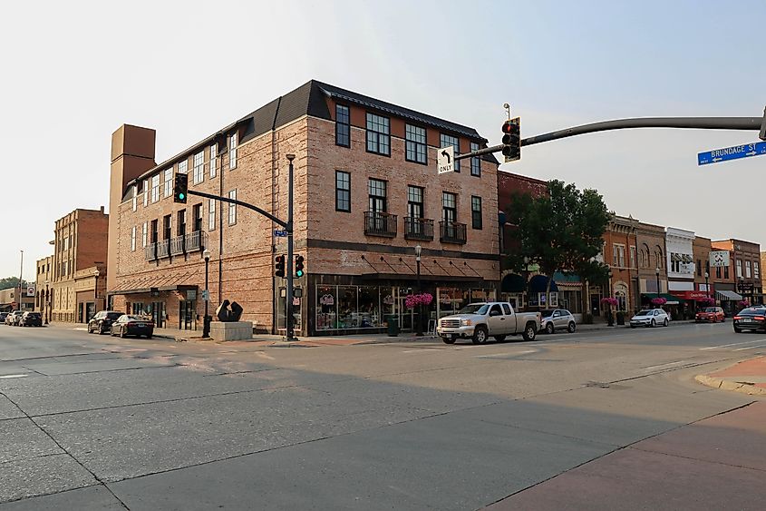 View of downtown buildings in Sheridan, Wyoming.