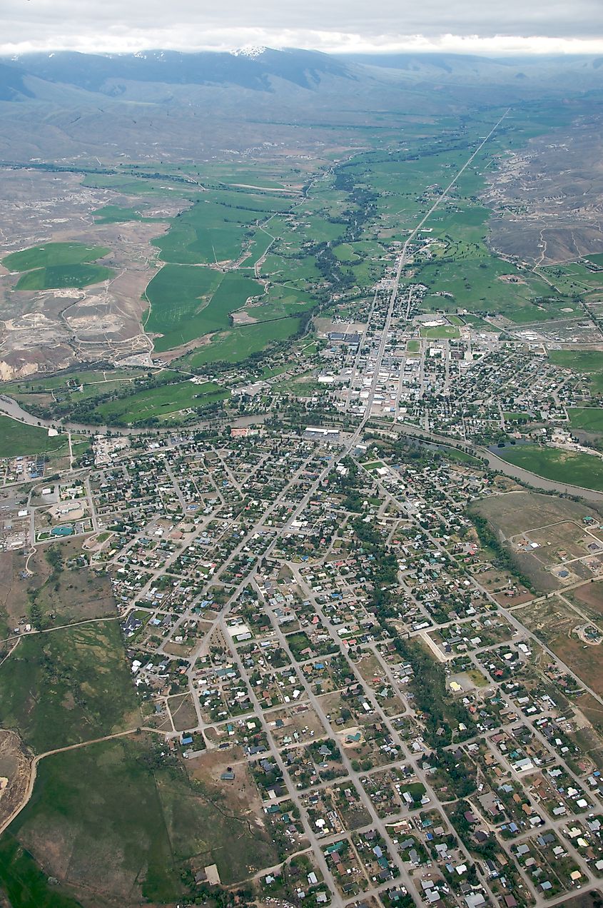 Aerial view of Salmon, Idaho.