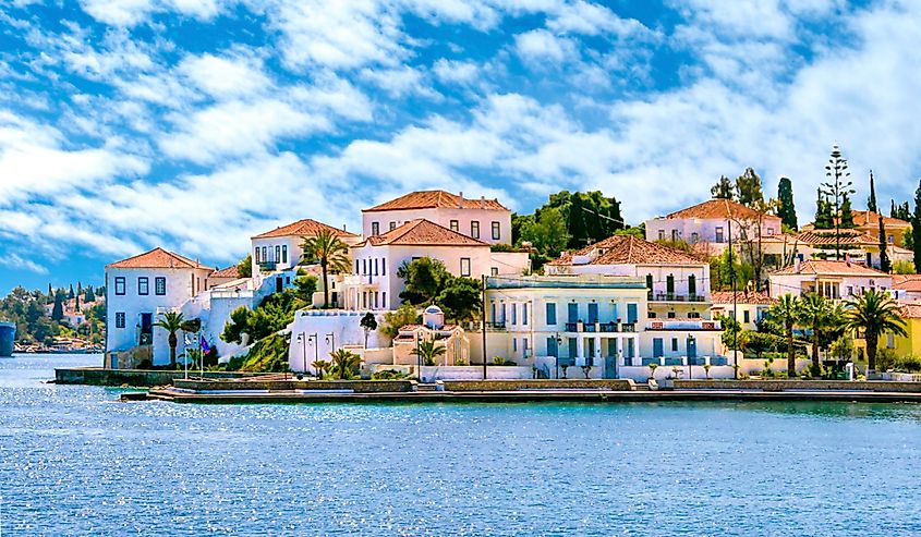 Buildings of Spetses Island on Sargonic Gulf. 