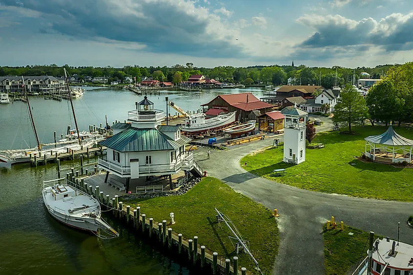 The harbor and lighthouse at St. Michael's, Maryland.