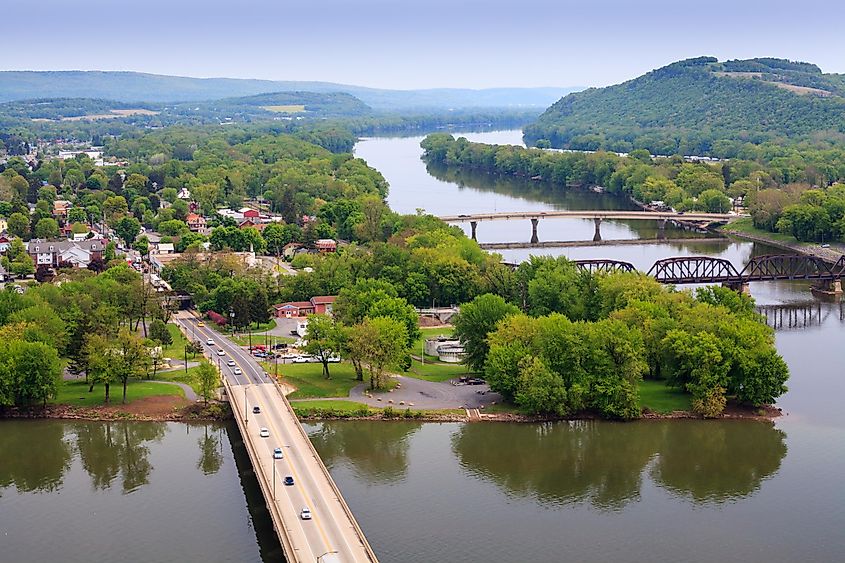 View of Northumberland on the Susquehanna River in Pennsylvania